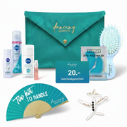Set da ballo: borsa cosmetica turchese e 20 buoni sconto