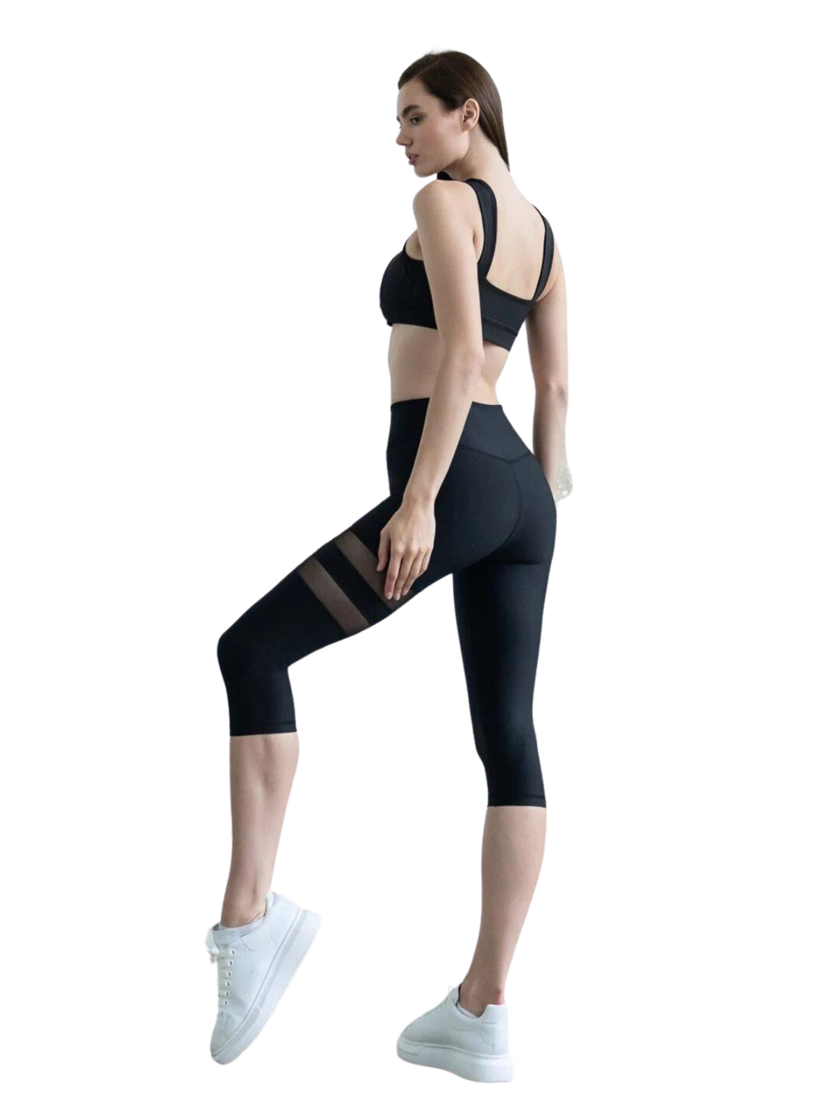 1003 Capri Leggings mit Tulle in Schwarz