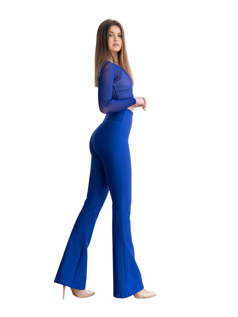 1198 Legging évasé taille extra haute bleu roi