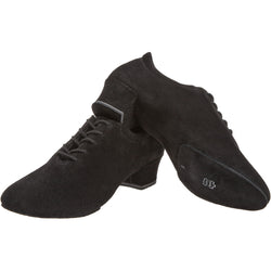 Diamant's 189 Tanzschuhe aus schwarzem Velourleder, niedriger Absatz mit Schnürsenkeln, ideal für Turniertraining.