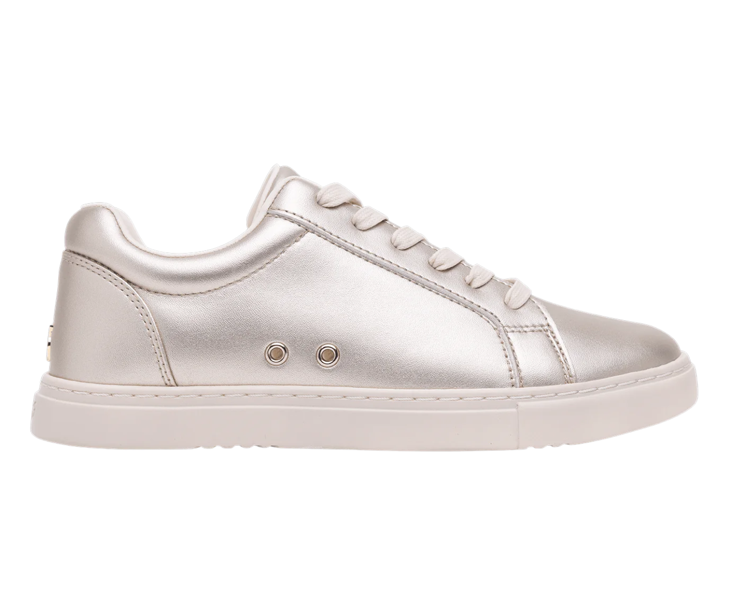 Fuego Low-Top Dance Sneakers in Champagner von Fuego Dance Shoes, dargestellt im Seitenprofil auf weißem Hintergrund.