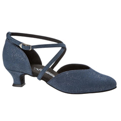 Diamant 170 Tanzschuhe in Blau Glitter, Damen, mit Riemchen und geschlossener Spitze, Seitenansicht.