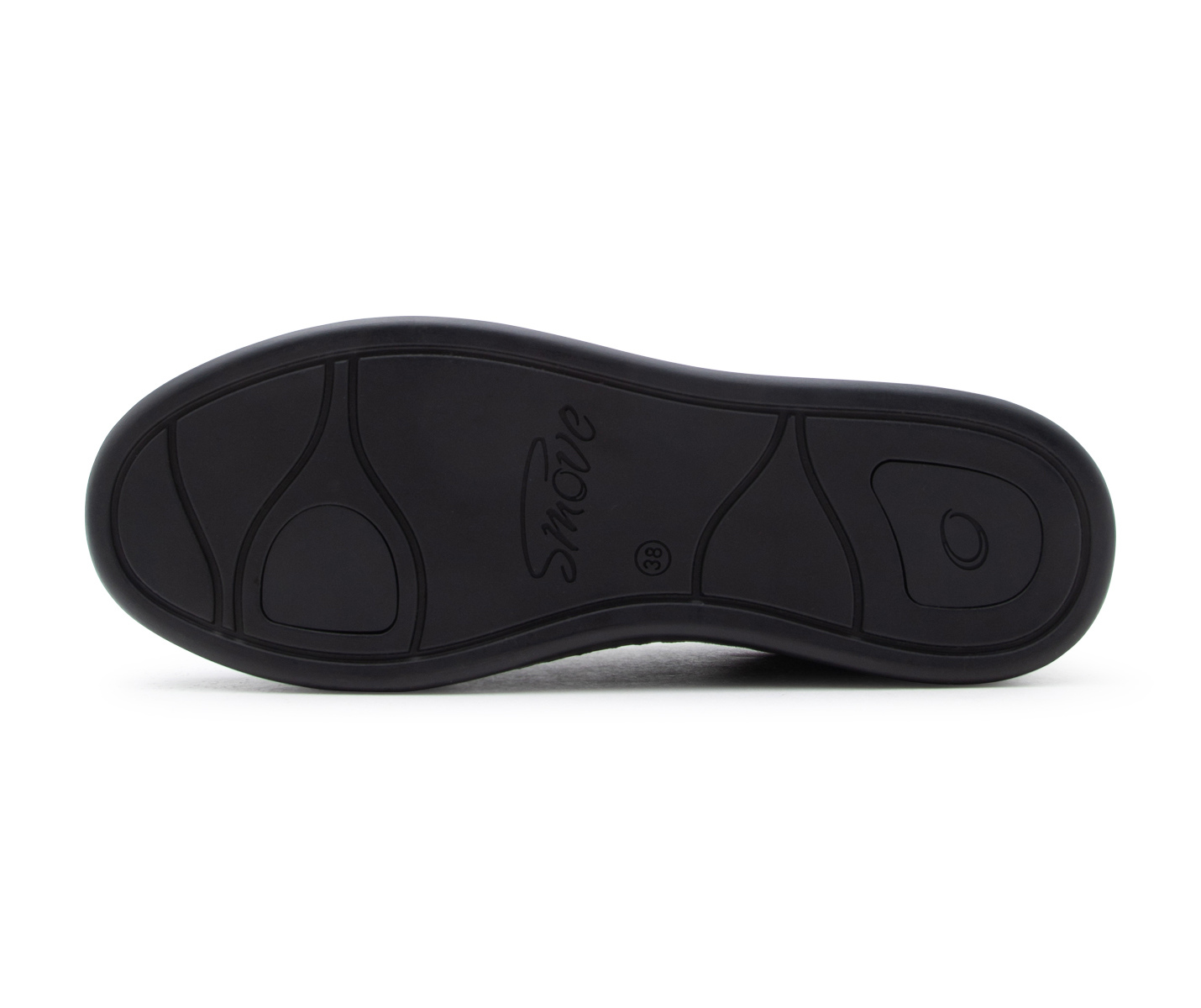 Schwarze Gummisohle mit Suave-Muster, ideal für Dancing Queens SMOVE Breeze Tanzsneaker in Schwarz für Frauen.