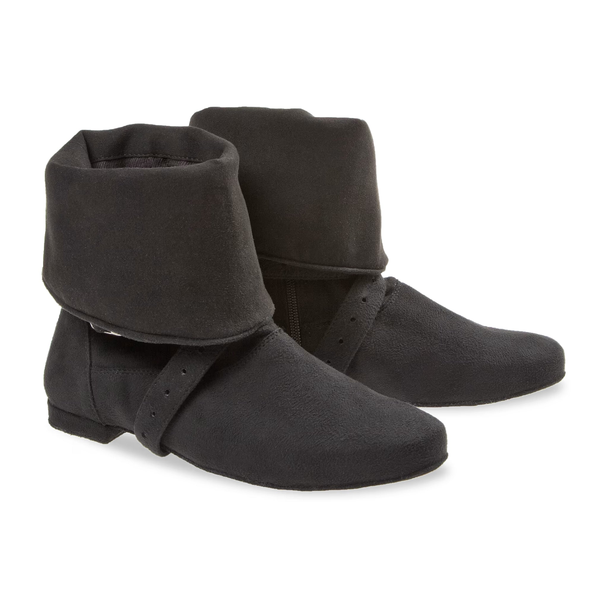 Schwarzer Diamant 202 Tanzstiefel mit umgeschlagenen Bündchen und Riemendetail, perfekte Damenstiefeletten.