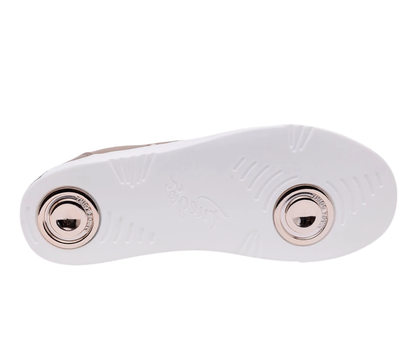 Die Fuego Low-Top Dance Sneakers in Rosé Gold haben eine weiße Sohle und sind aus veganem Veloursleder - perfekt zum stilvollen Tanzen.