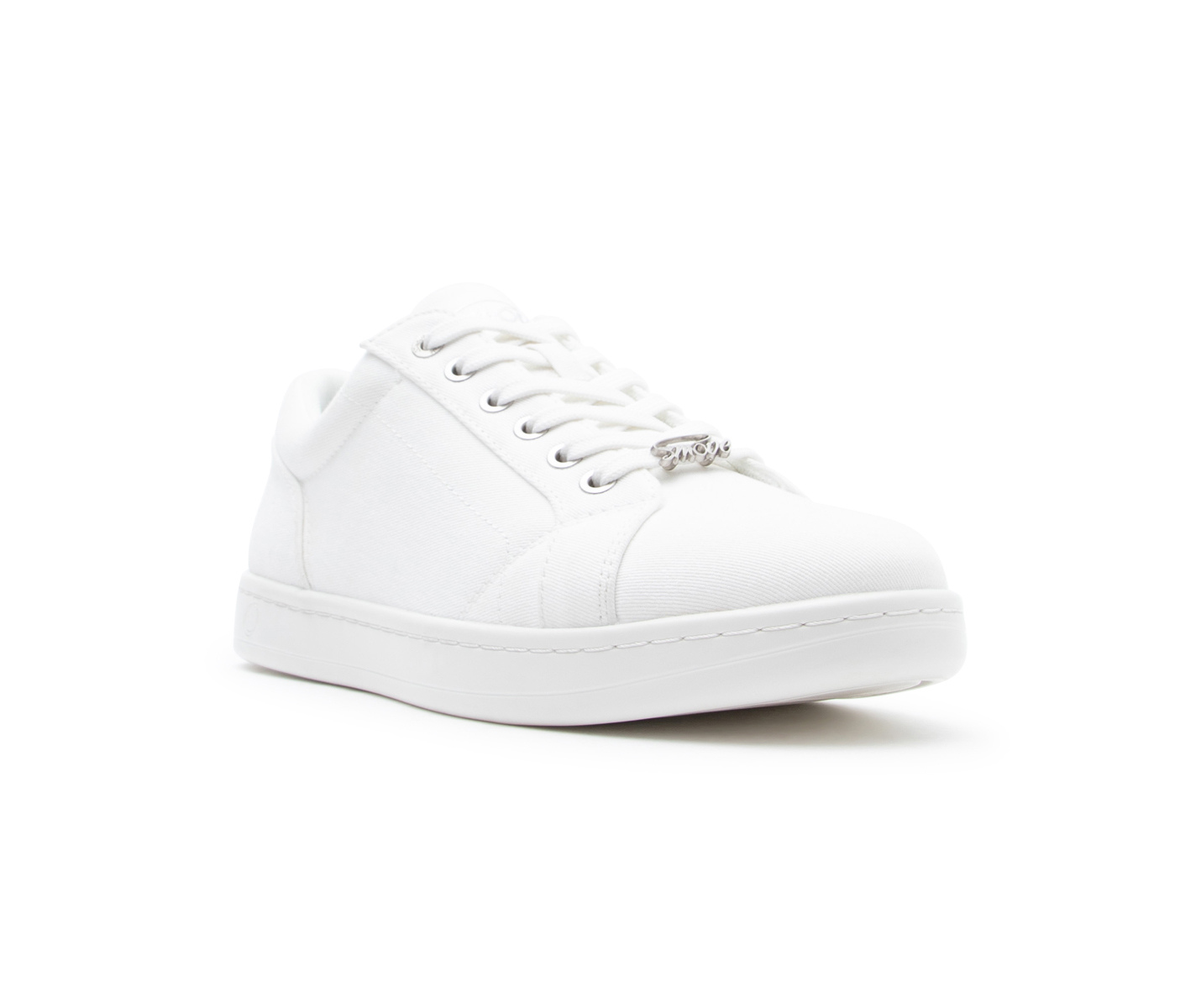 SMOVE Breeze Weiss Canvas Tanzsneaker von Dancing Queens für Männer mit weißen Schnürsenkeln und Metallic-Akzent.