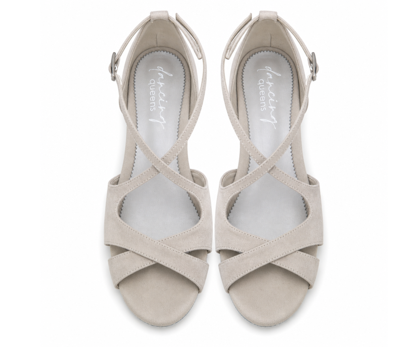 Dancing Queens Grace Harmony Tanzschuhe aus beigem Wildleder, ideal als elegante Salsa-Tanzschuhe.