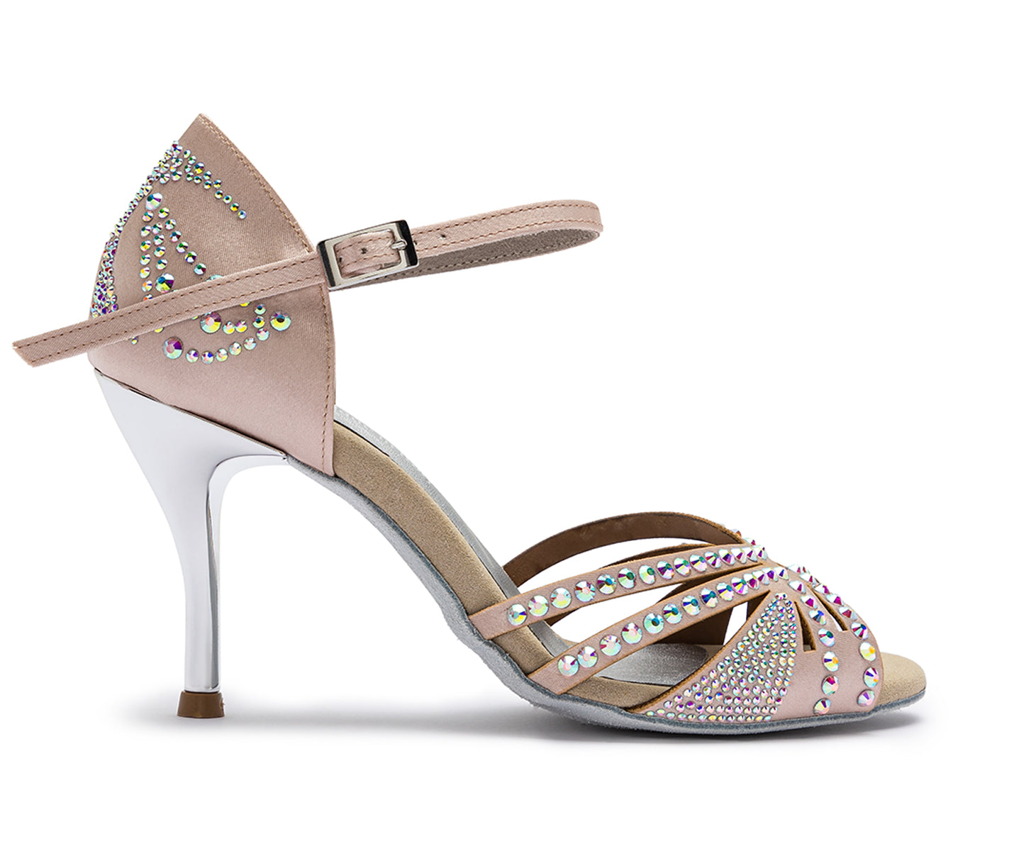 Zapatos de baile dq l3m en rosé cipria con diamantes de imitación