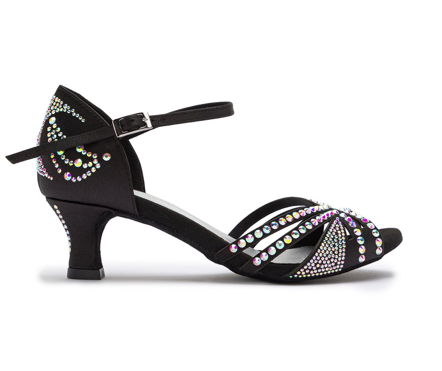 DQ L3m dance shoes in black with rhinestones