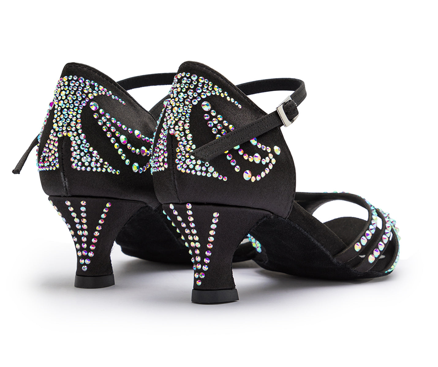 Zapatos de baile DQ L3M en negro con diamantes de imitación