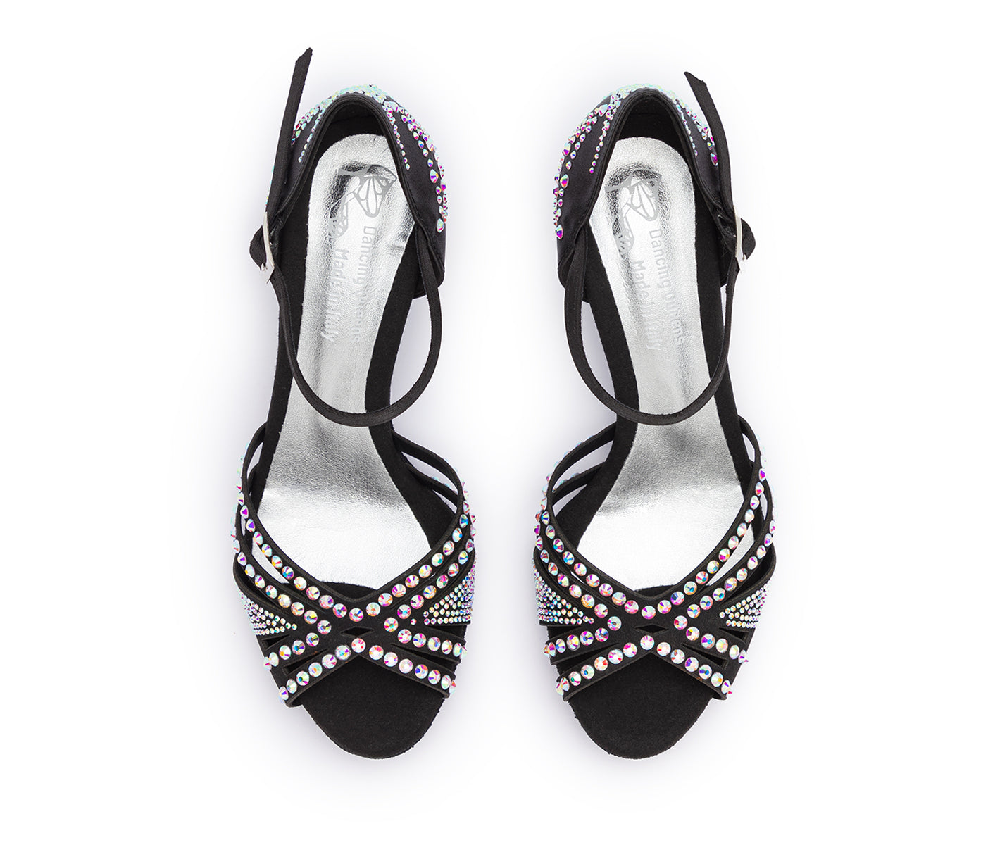 DQ L3m dance shoes in black with rhinestones