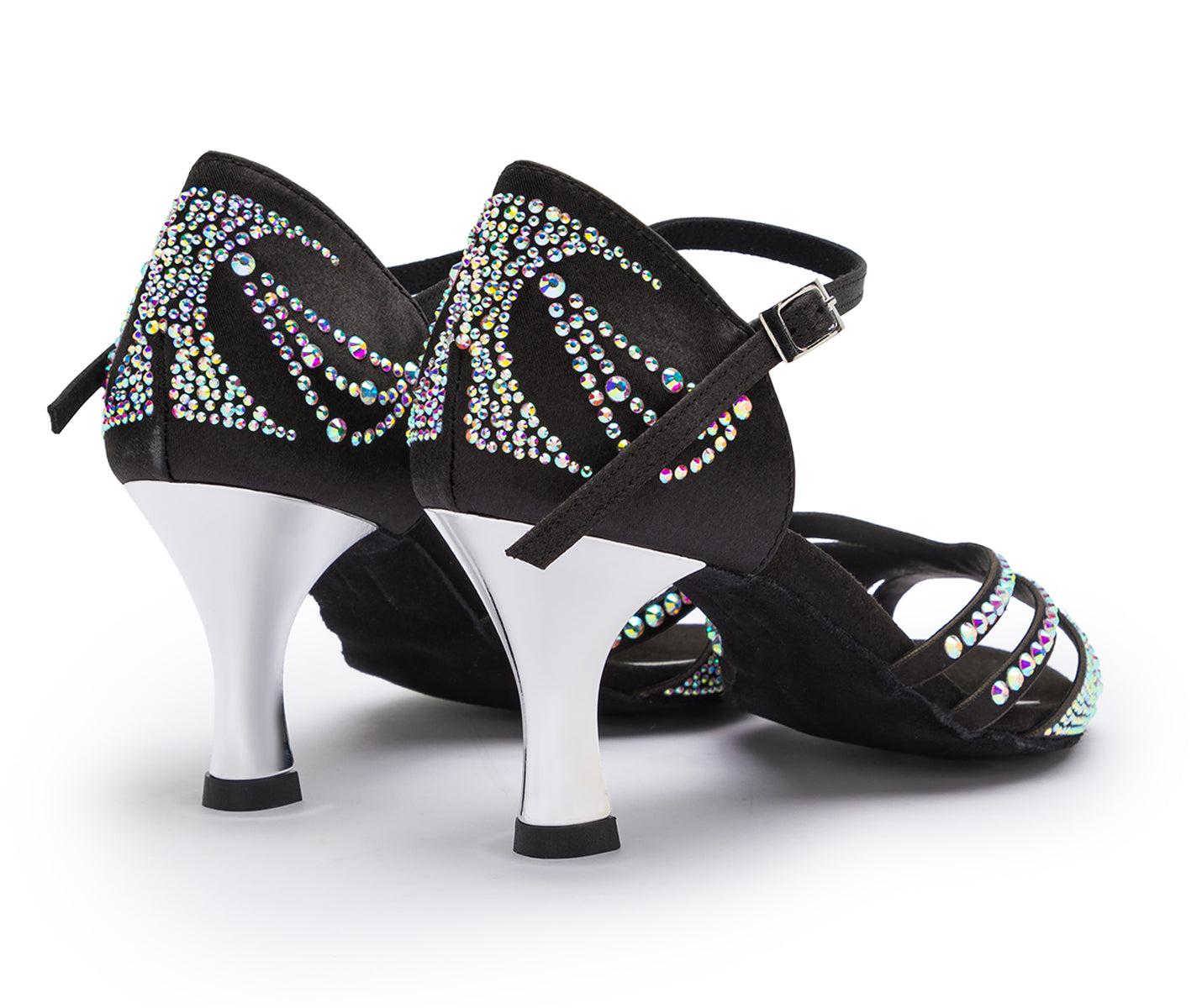 Zapatos de baile DQ L3M en negro con diamantes de imitación