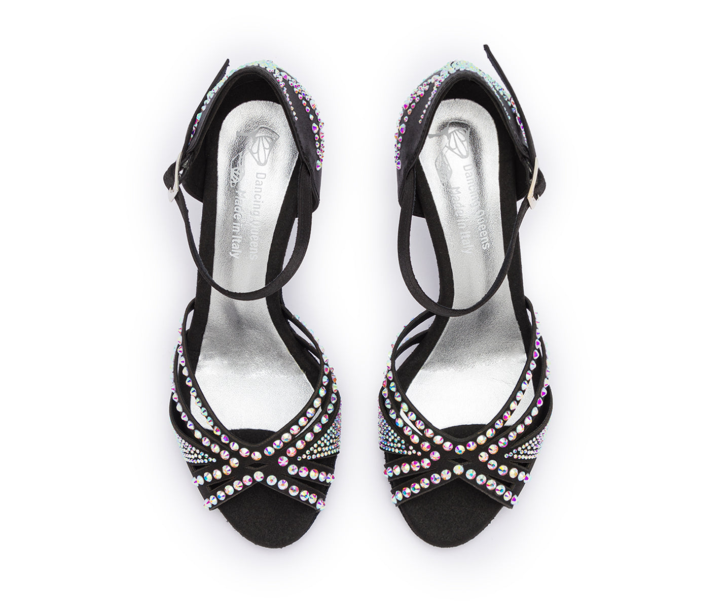 DQ L3m dance shoes in black with rhinestones