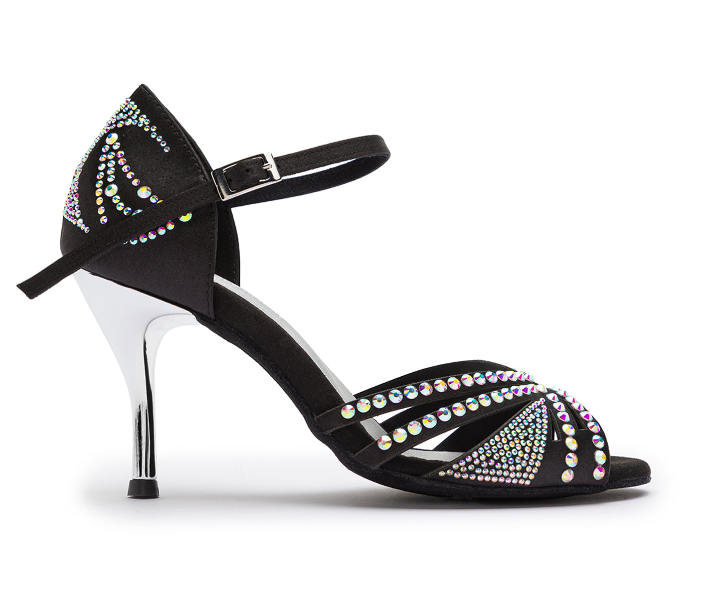 Zapatos de baile DQ L3M en negro con diamantes de imitación