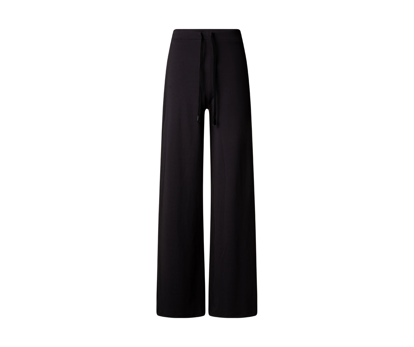 Lisminas 359 Mumbai Yoga Hose: schwarze Hose mit hoher Taille und weitem Bein und Kordelzug in der Taille.
