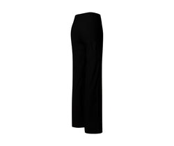 Lismina 432 Pocket Schlagleggings in Schwarz, mit hoher Taille und weitem Bein, von der Seite auf Weiß gezeigt.