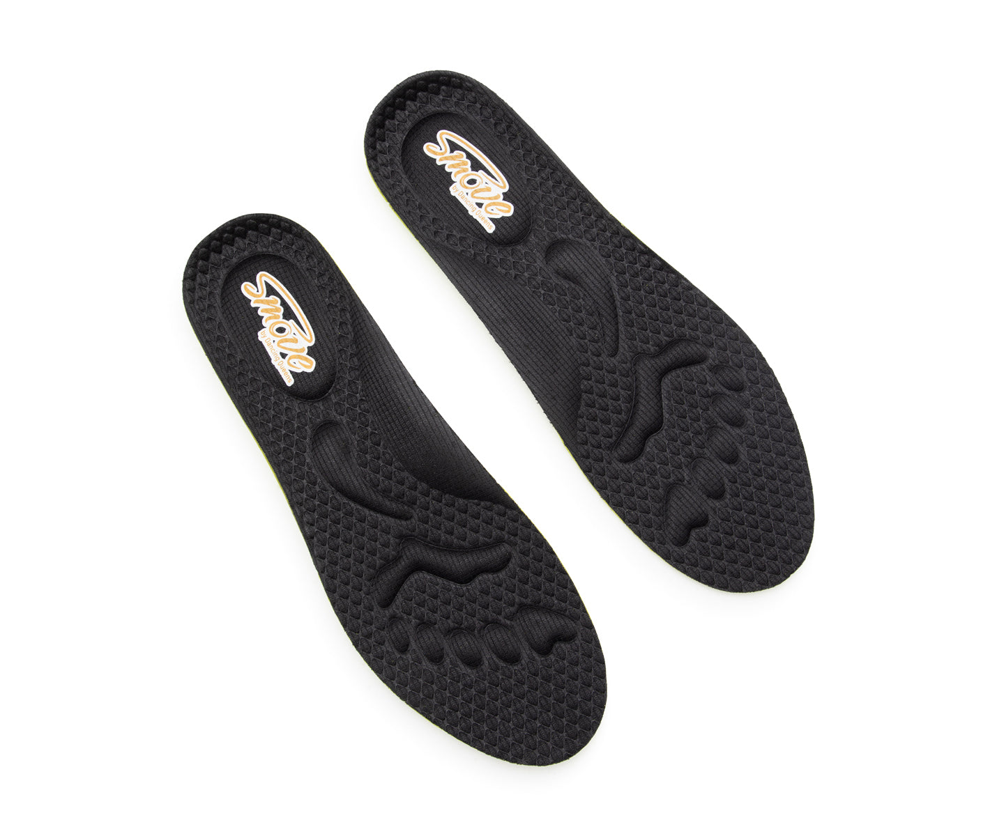 Ein Paar Dancing Queens SMOVE Dance Sneaker Massagesohlen in Schwarz von oben betrachtet.