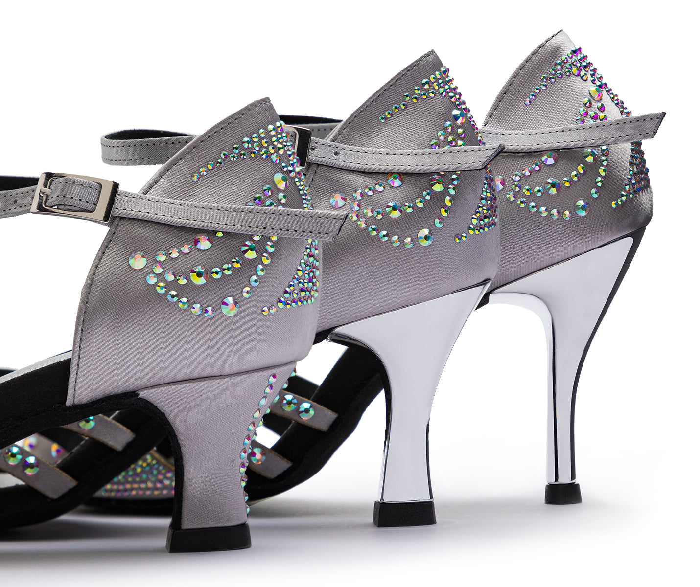 Chaussures de danse DQ L3M en argent avec des strass