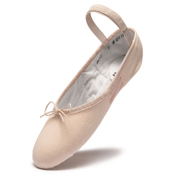 Ein rosa Ballettschuh Rumpf BAE13 Só Dança mit elastischem Riemen und kleiner Schleife vorne.