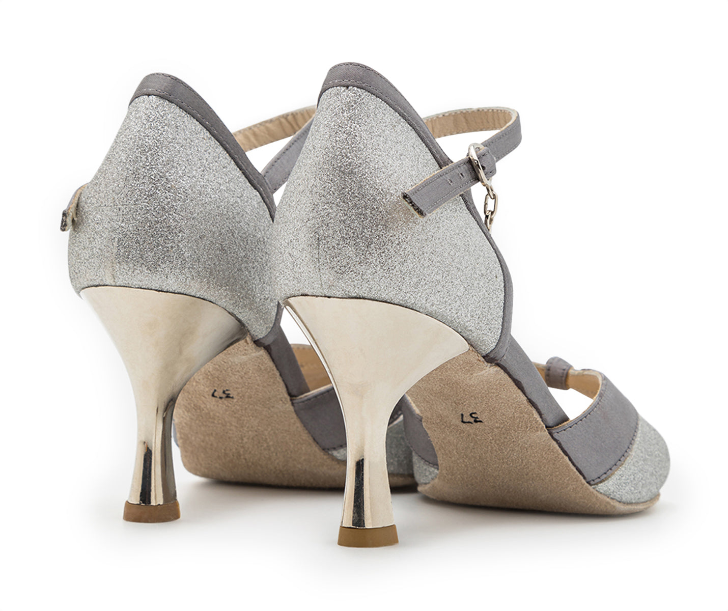 Carina Tanzschuhe in Silber von Dancing Queens, hochhackig mit Fesselriemchen, perfekt als elegante Brautschuhe.