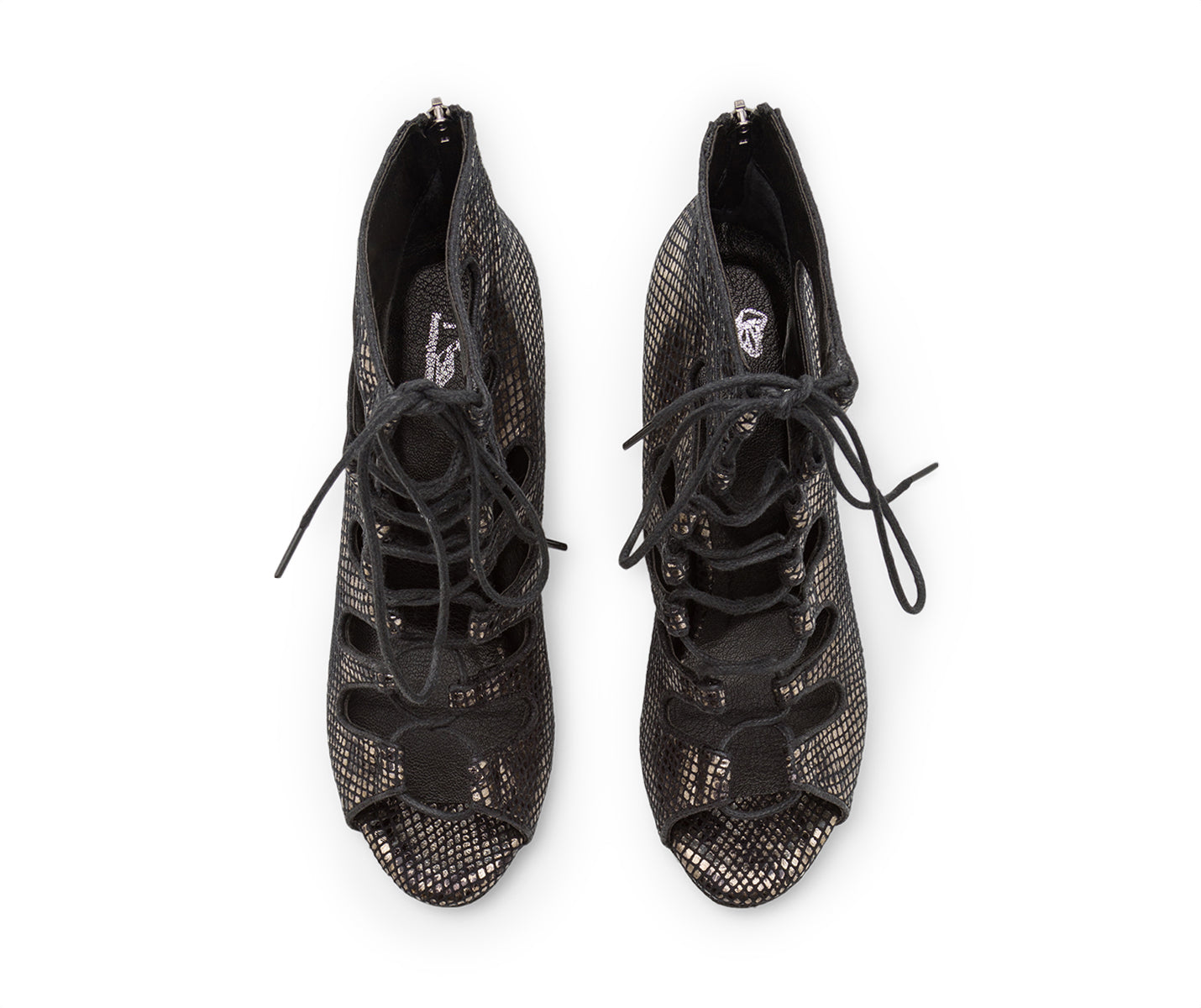 Electra Tanzschuhe in Schwarz Piton von Dancing Queens: Offene Schnürstiefeletten mit Mesh und bequemem Fußbett.