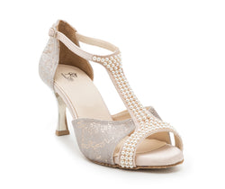 Die Dancing Queens Tucana Tanzschuhe in Flesh sind elegante offene Pumps mit Perlenakzenten, ideal für jede Braut.