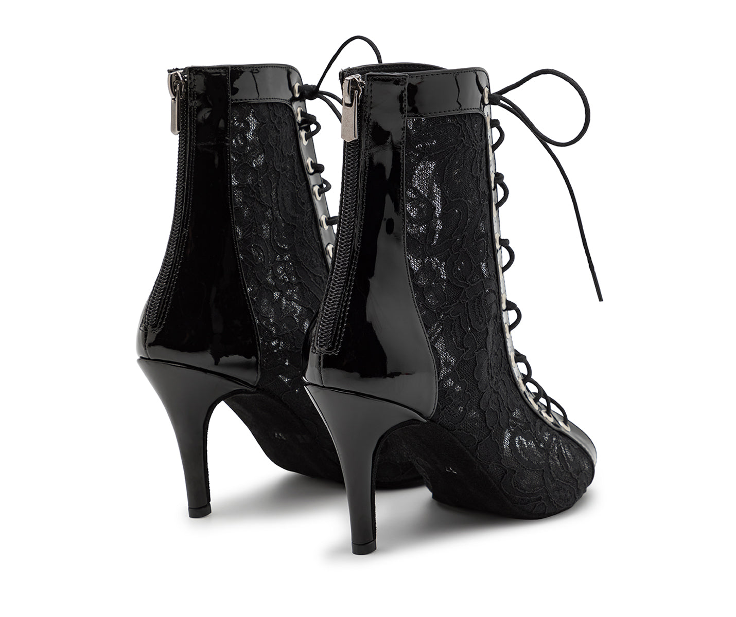 Halley Heels Dance Tanzschuhe in Schwarz Lack von Dancing Queens: perfekte schwarze, glänzende High-Heel-Stiefel mit Schnürung.