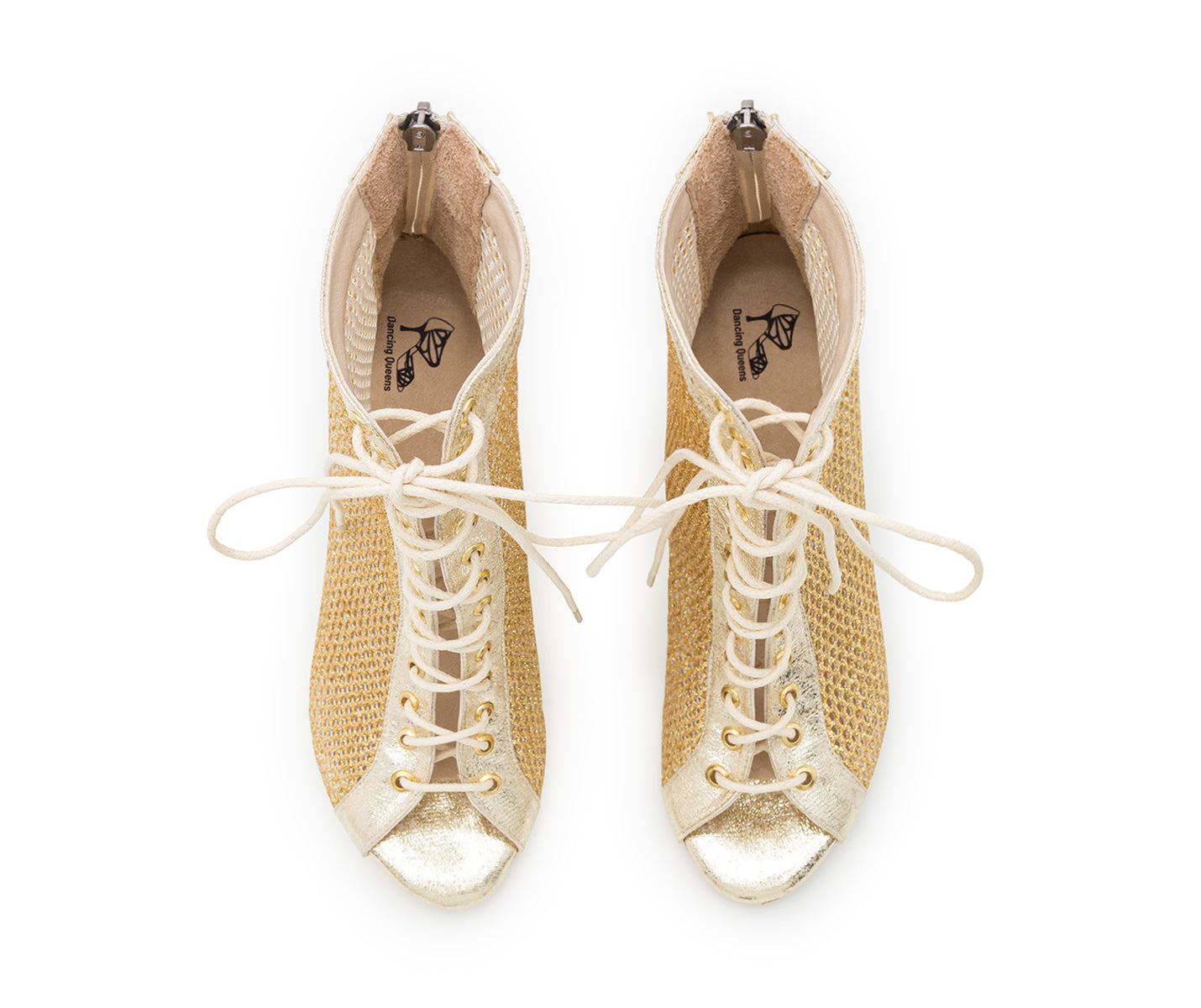 Halley Heels Dance Dance Shoes in Gold Brillo