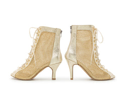 Halley Heels Dance Tanzschuhe in Gold Glitter von Dancing Queens: perfekte Schnürstiefel für Bachata-Nächte.