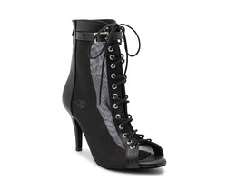 Tarff Tanzschuhe, schwarze Schnürstiefelette mit Stilettoabsatz und Mesh, ideal für Heels Dance von Dancing Queens.