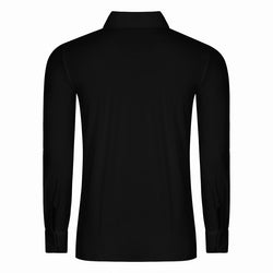 Rückansicht des Rumpf RU5749 Herrenhemd elastisch in Schwarz auf weißem Hintergrund.
