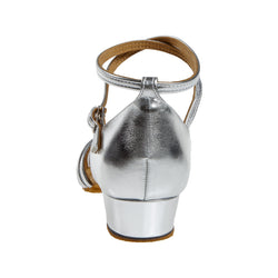 Rückansicht von 008 Tanzschuhe in Silber von Diamant. Sandalette mit Absatz und Knöchelriemen, handgefertigte Sandaletten.