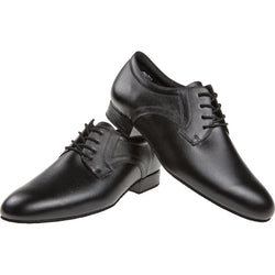 Ein Paar Diamant 085 Tanzschuhe in Schwarz, geschnürt und auf weißem Hintergrund präsentiert.
