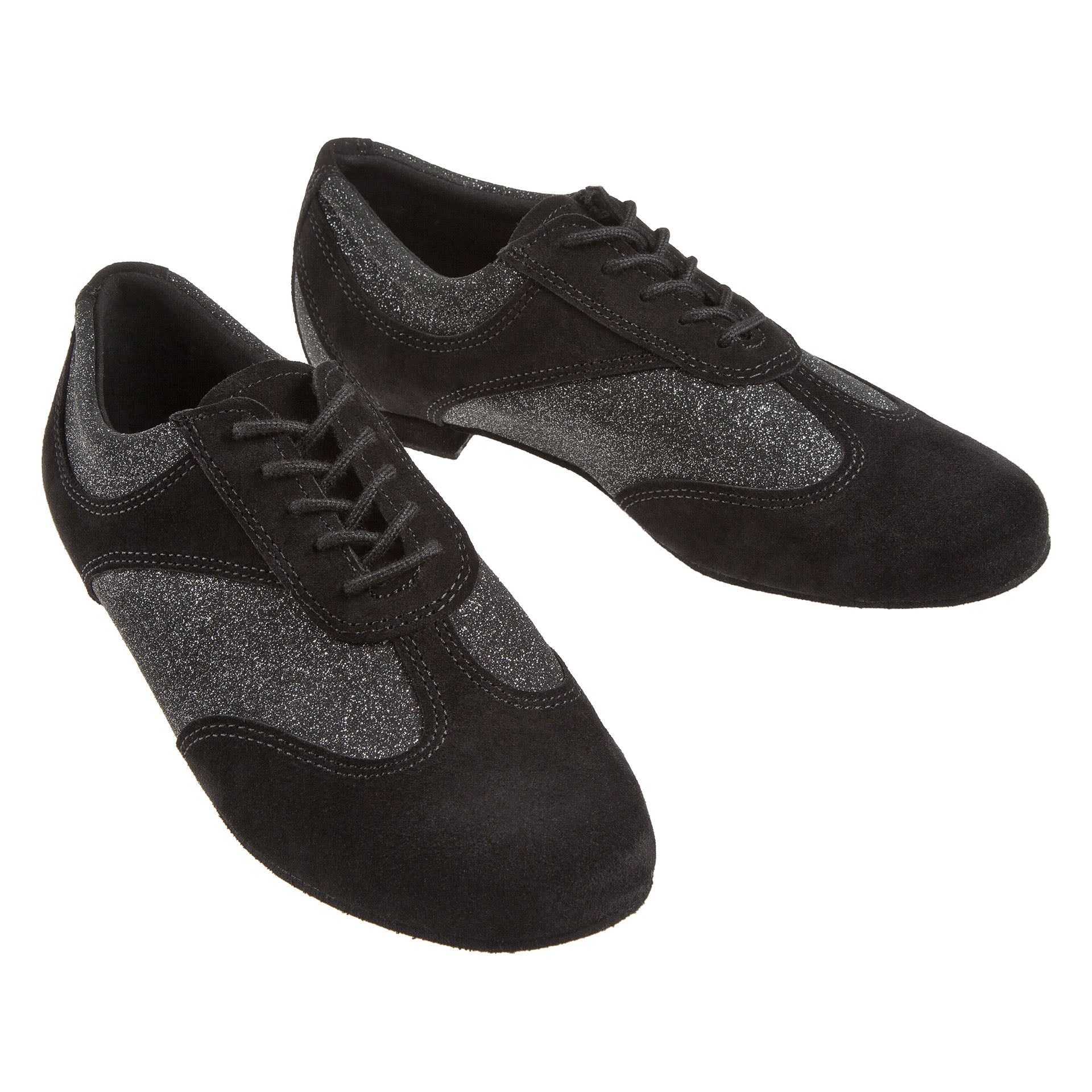 Diamants 183 Tanzsneaker in Schwarz: ein schwarz-silberner Schnürer mit Glitzer, ideal für West Coast Swing.