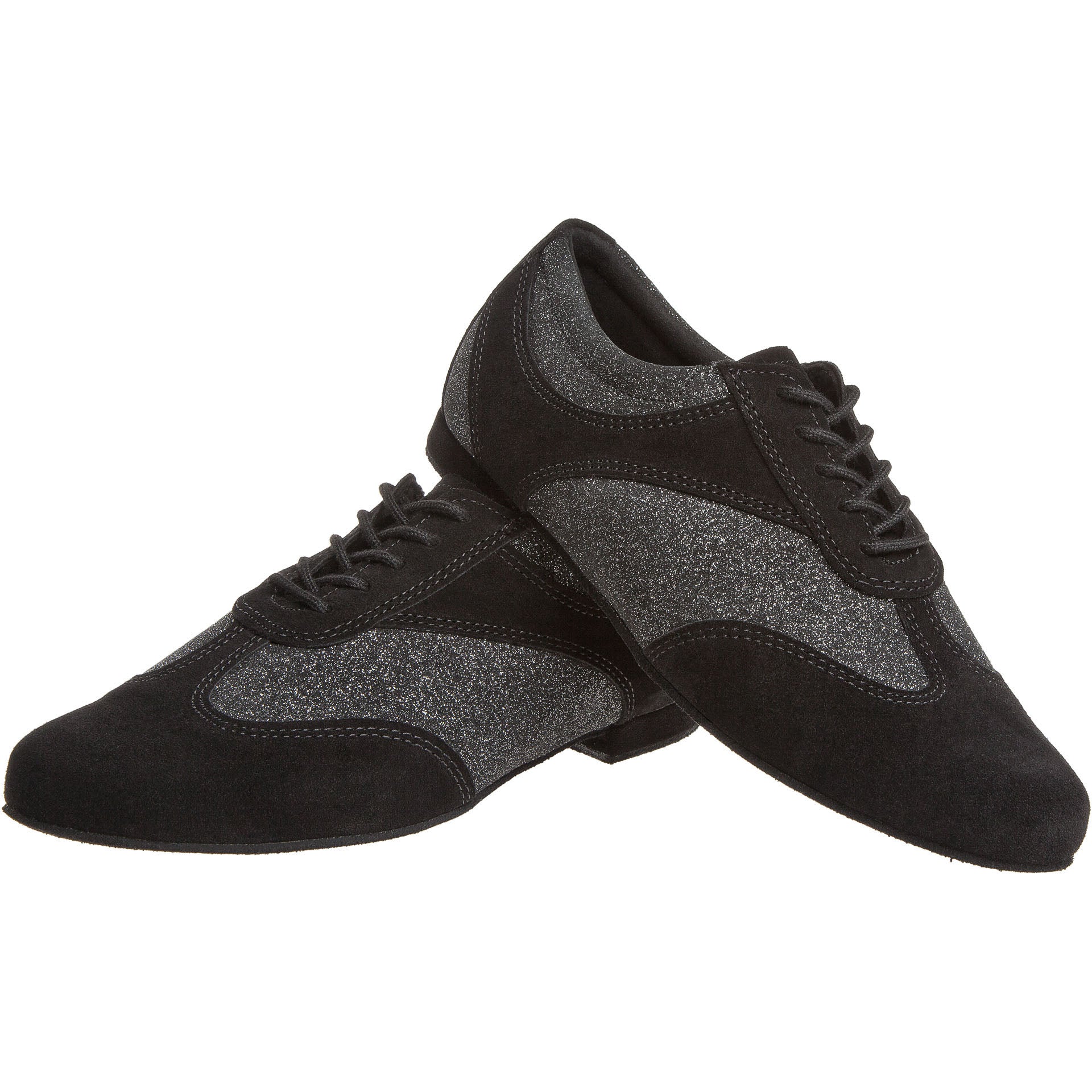 Schwarz-grauer Diamant 183 Tanzsneaker mit Glitzer, ideal für West Coast Swing, abgebildet auf weißem Hintergrund.