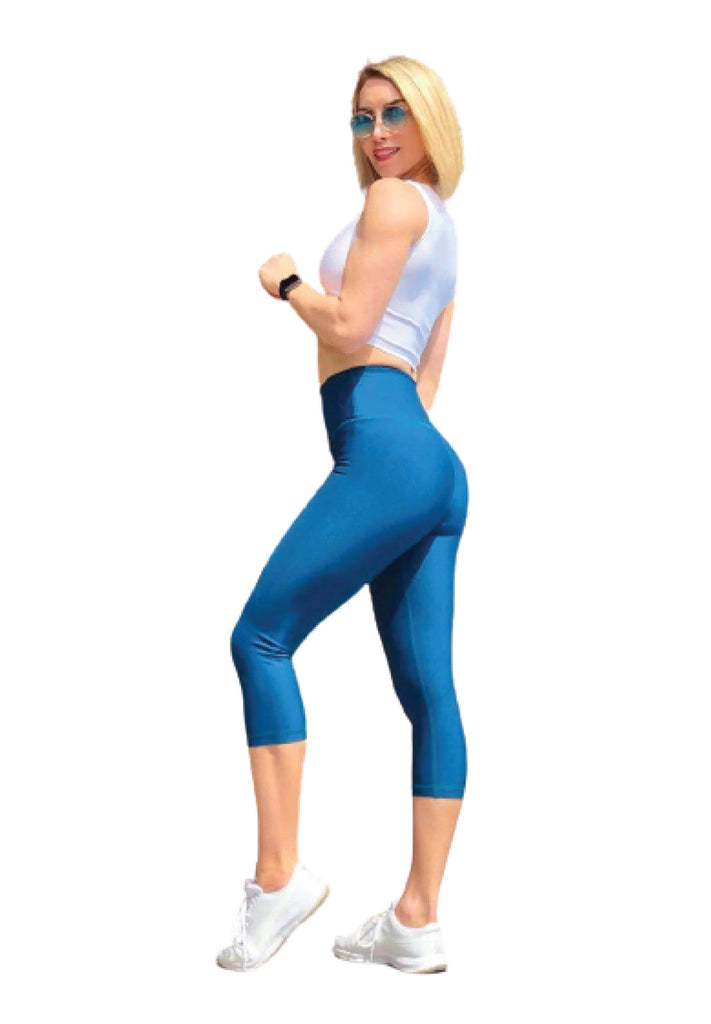 4314 Leggings de Capri en Petrolblau