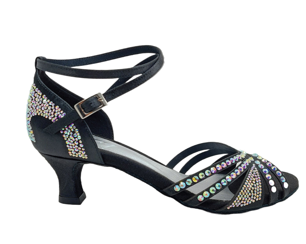 743 / l3 zapatos de baile en negro con diamantes de imitación