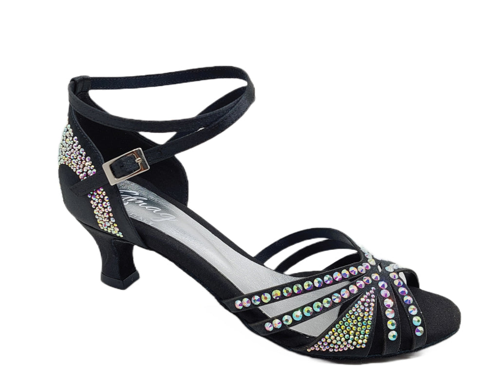 743 / l3 zapatos de baile en negro con diamantes de imitación