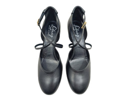Lidmags 511/442 Tanzschuhe: schwarze Ballettschuhe aus Leder mit Kreuzriemen und Schnallen, ideal für Standardtänze.