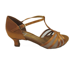 Lidmag 705 Tanzschuhe in Bronze: Niedriger Absatz und Knöchelriemen, perfektes Einsteigermodell.
