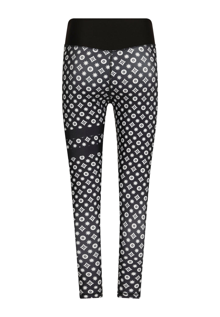 308 Leggings extra de cintura alta en blanco y negro con rayas