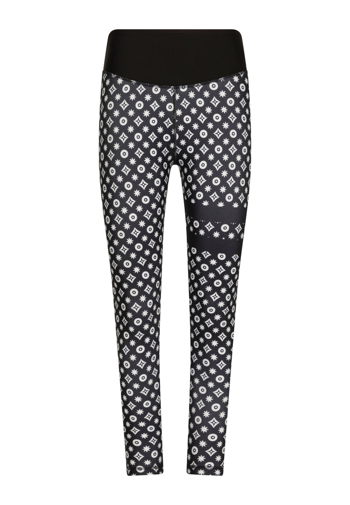 308 Leggings extra de cintura alta en blanco y negro con rayas