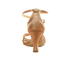 Rückansicht der Lidmag 584/210 Tanzschuhe Raso Tan Bronze Sandale mit Knöchelriemen.