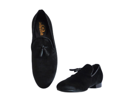 637 Mocassino Velvet negro con borla