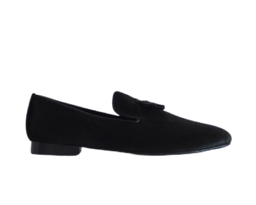 637 Mocassino Velvet negro con borla