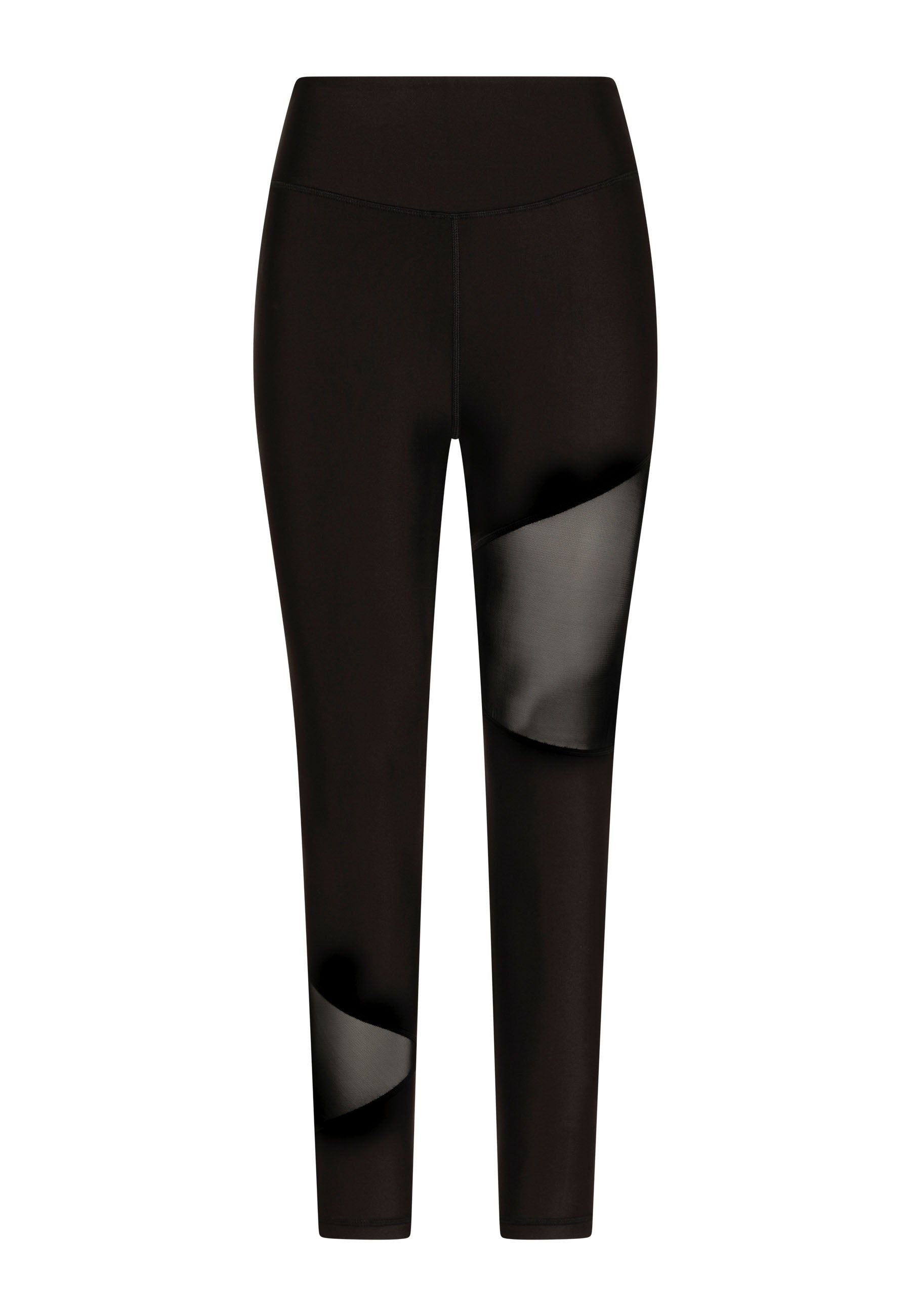 1017 Sport-Leggings mit Tülldetails von Lismina in Schwarz auf weißem Hintergrund.