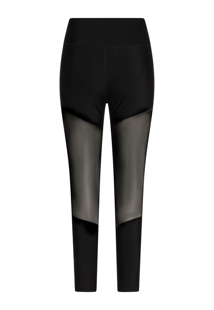 1005 Leggings sportivi dettagliati in tulle in nero