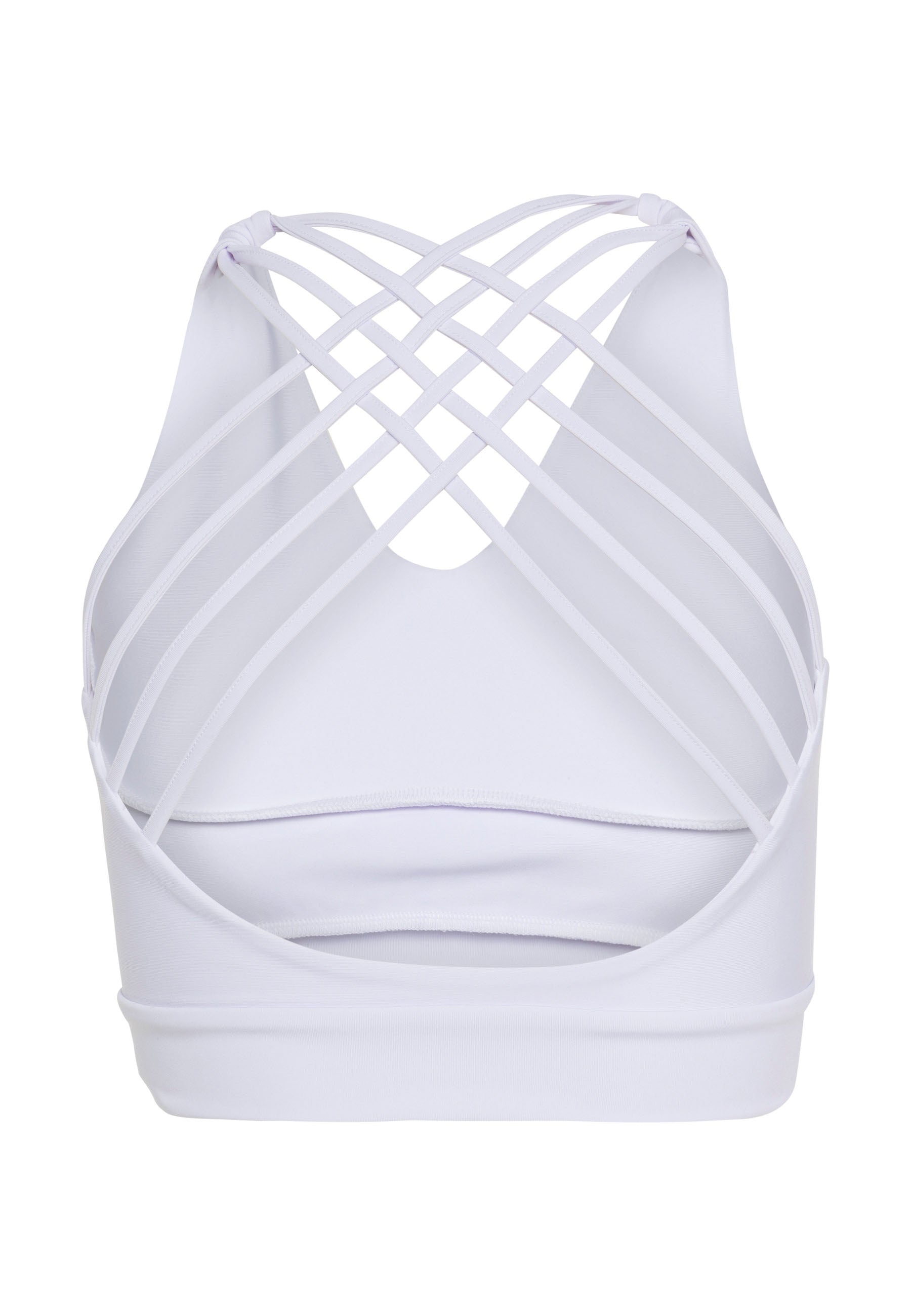 Lismina 189 Sport-BH in Weiß mit überkreuzten Trägern am Rücken, Rücksendungen nicht möglich.
