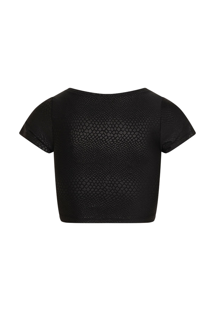 063 Black leather look t-shirt