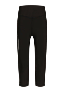 Die Capri-Leggings 939 von Lismina in Schwarz haben seitliche Netzeinsätze auf weißem Hintergrund.